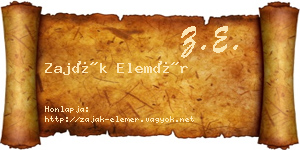 Zaják Elemér névjegykártya